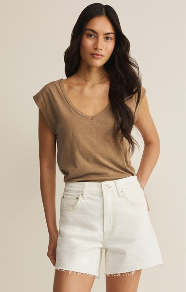 Per Diem V-Neck Tank - Brown