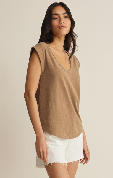 Per Diem V-Neck Tank - Brown