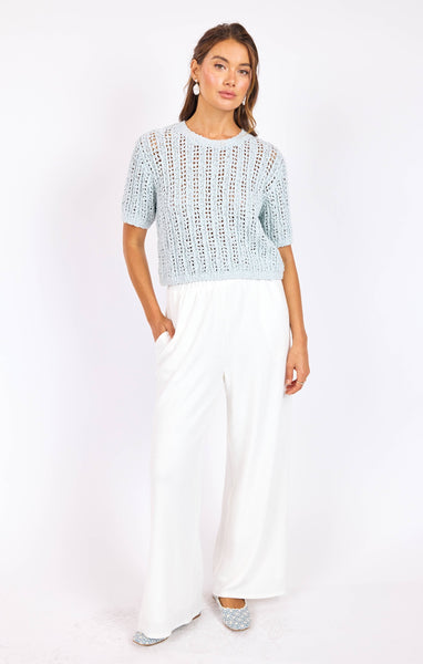 Peruse Short Sleeve Sweater - Blue