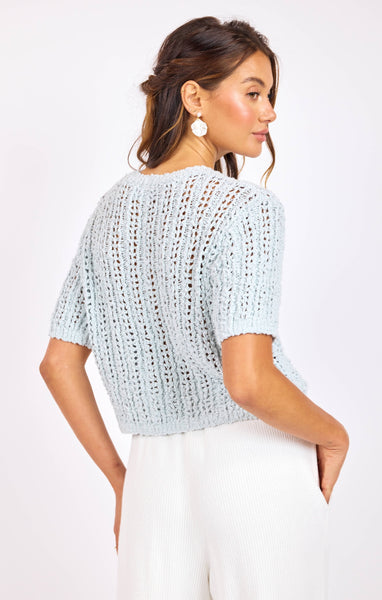 Peruse Short Sleeve Sweater - Blue