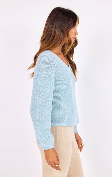 Phoebe V Neck Sweater - Blue