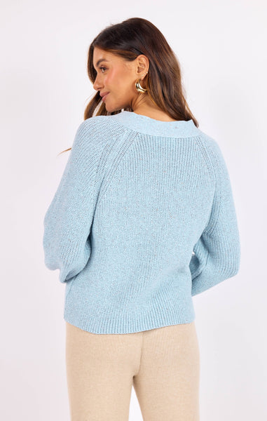 Phoebe V Neck Sweater - Blue