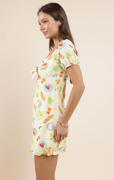Picnic Pursuits Mini Dress - Lemon