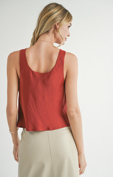 Picturesque Bias Cowl Top - Red