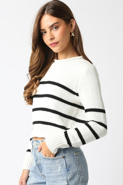 Piper Stripe Sweater - Black and White
