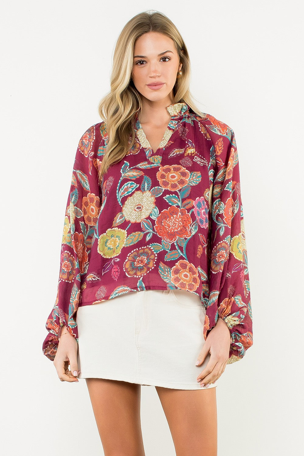 Poppy Paisley Top - Wine