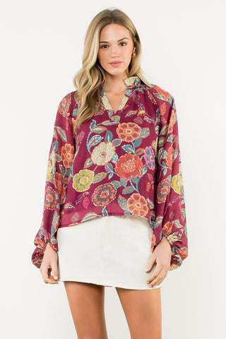 Poppy Paisley Top - Wine