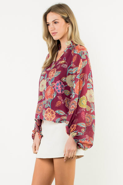 Poppy Paisley Top - Wine