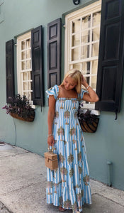 *Preorder*Palmetto Stripe Maxi - Blue