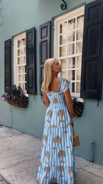 *Preorder*Palmetto Stripe Maxi - Blue