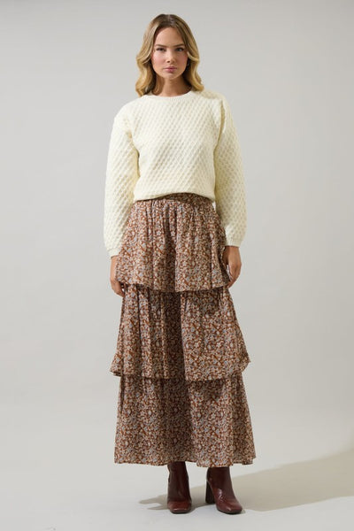 Ramsey Ditsy Floral Maxi Skirt - Brown