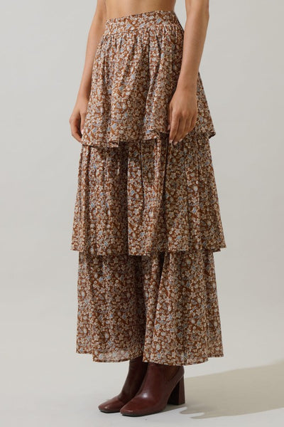 Ramsey Ditsy Floral Maxi Skirt - Brown