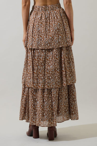 Ramsey Ditsy Floral Maxi Skirt - Brown