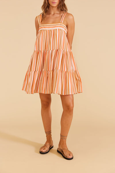 Rayna Tiered Mini Dress - Striped