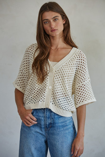 Reid Open Knit Cardigan - Cream