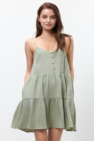 Renee Babydoll Dress - Sage