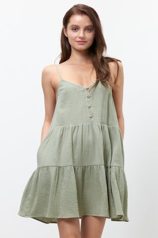 Renee Babydoll Dress - Sage