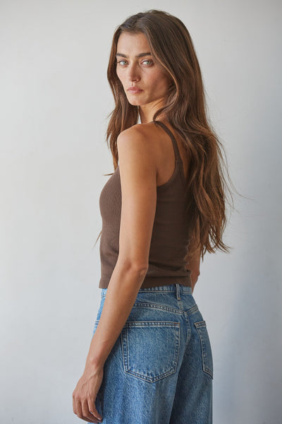 Ribbed Knit Cami - Brown
