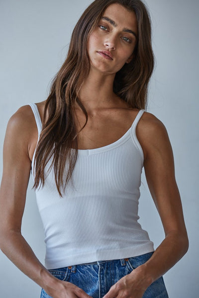 Ribbed Knit Cami - White