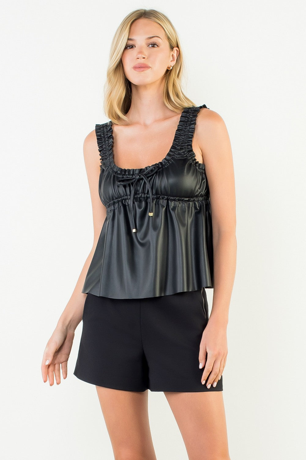 Robin Leather Tank Top - Black