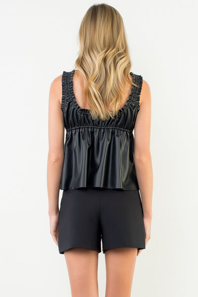 Robin Leather Tank Top - Black