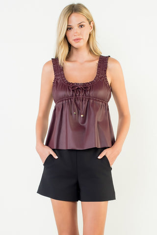 Robin Leather Tank Top - Wine
