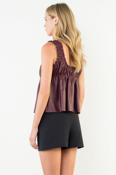 Robin Leather Tank Top - Wine