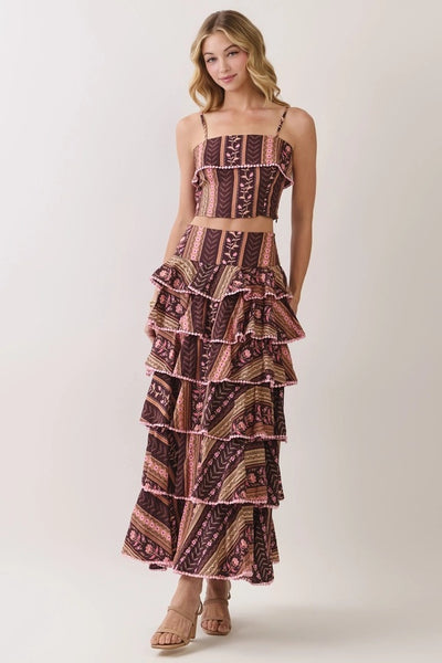 Robyn Smocked Crop Cami - Brown