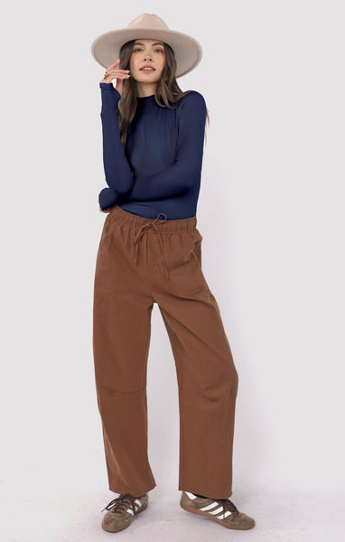Ronan Mock Neck Thumbhole Top - Navy