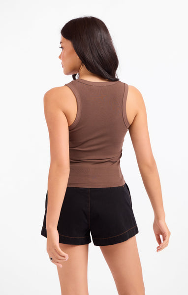 Ruby Studded Knit Tank - Brown