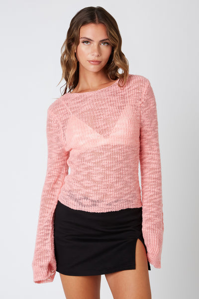 Sadie Sheer Knit Top - Pink