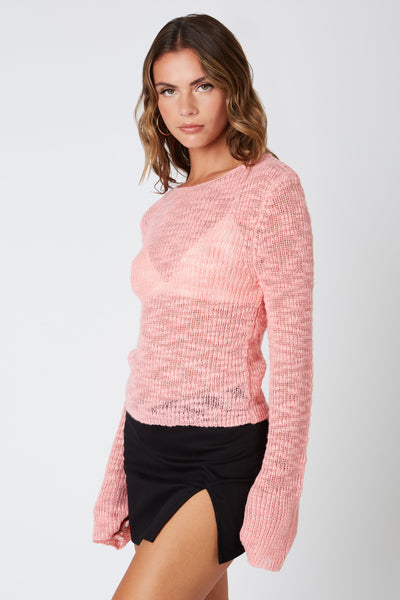 Sadie Sheer Knit Top - Pink