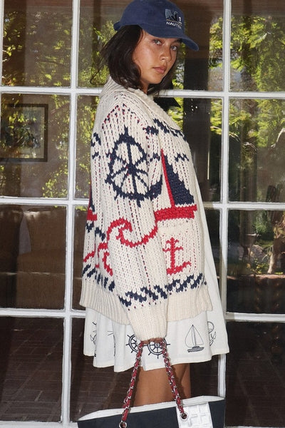 Sailboat Knit Cardigan - Cream
