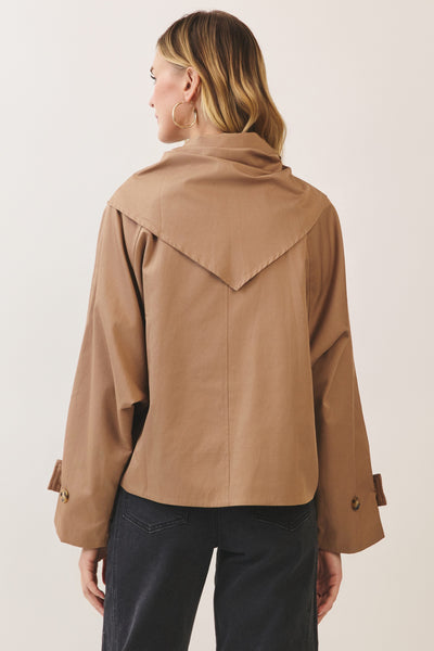 Sailor Collar Trench Jacket - Beige