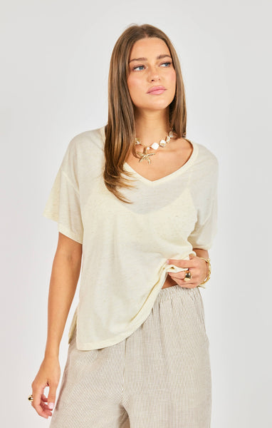 Sand Toys V Neck Tee - Oatmeal