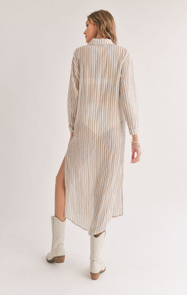 Sands Thin Stripe Duster Shirt - Ivory