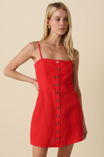 Sariah Button Front Mini - Red