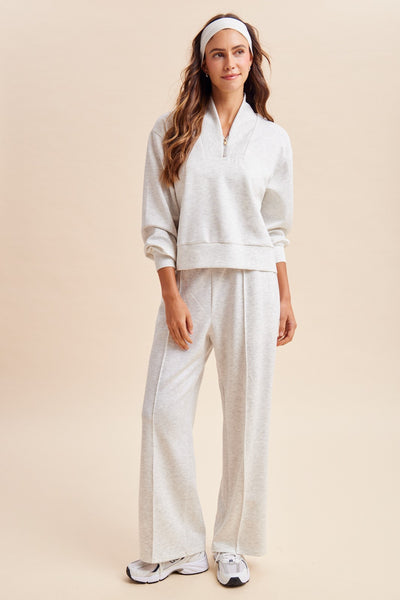 Scuba Knit Half Zip Set - Cream