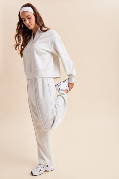 Scuba Knit Half Zip Set - Cream