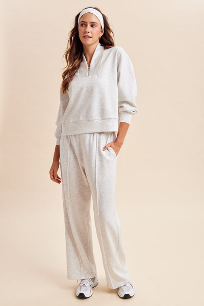 Scuba Knit Half Zip Set - Cream
