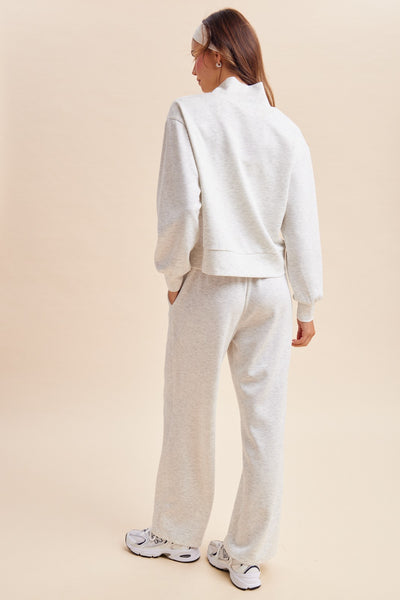Scuba Knit Half Zip Set - Cream