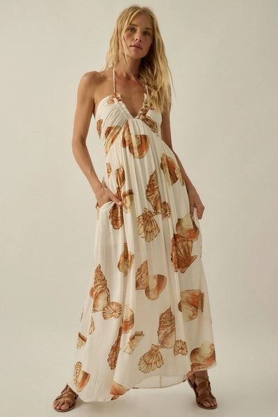 Seashell Halter Maxi - Cream