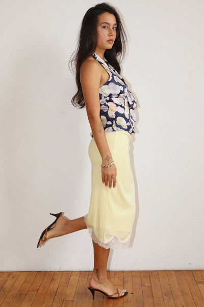 Seashell Print Halter Top - Navy