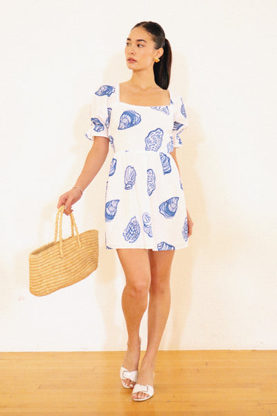 Seashell Puff Sleeve Mini - White