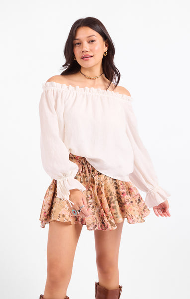 Sepia Sky Off The Shoulder Top - Ivory