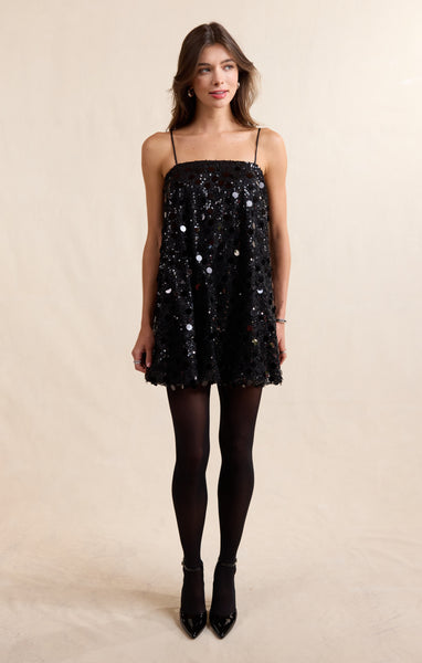 Sequin Dreams Bubble Mini - Black
