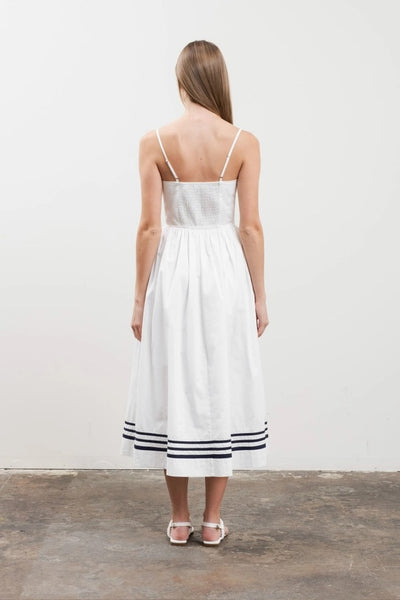 Serena Stripe Detail Midi - White