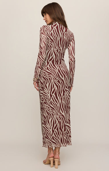 Sevilla Zebra Mesh Midi Dress - Red
