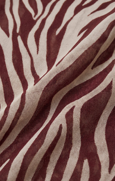Sevilla Zebra Mesh Midi Dress - Red