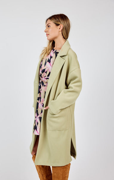 Sharon Buttoned Long Coat - Green